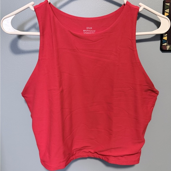 Tops - Red Sleeveless Cropped Tank Top